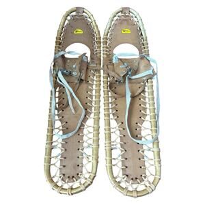 Sherpa Vintage Snow Shoes Gold Aluminum 33" x 9" Leather Nylon Straps